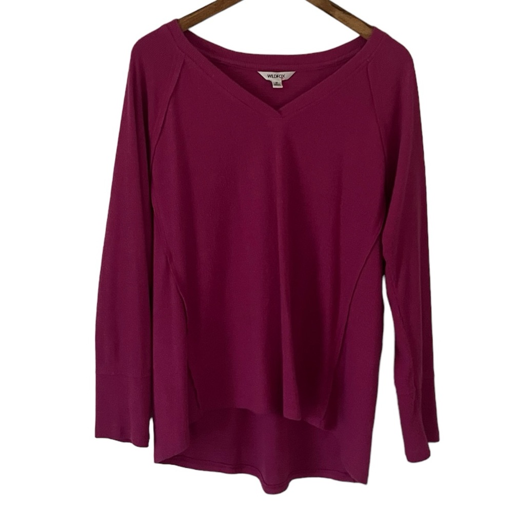 Wildfox Pink Haley Waffle Brushed Fabric Top Size Medium